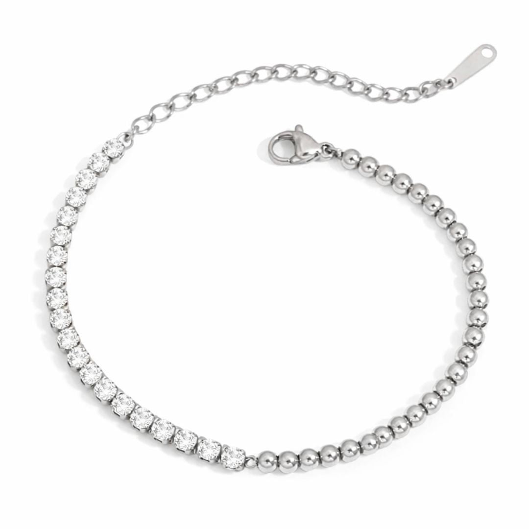 pulseira com zircônia prata feminina