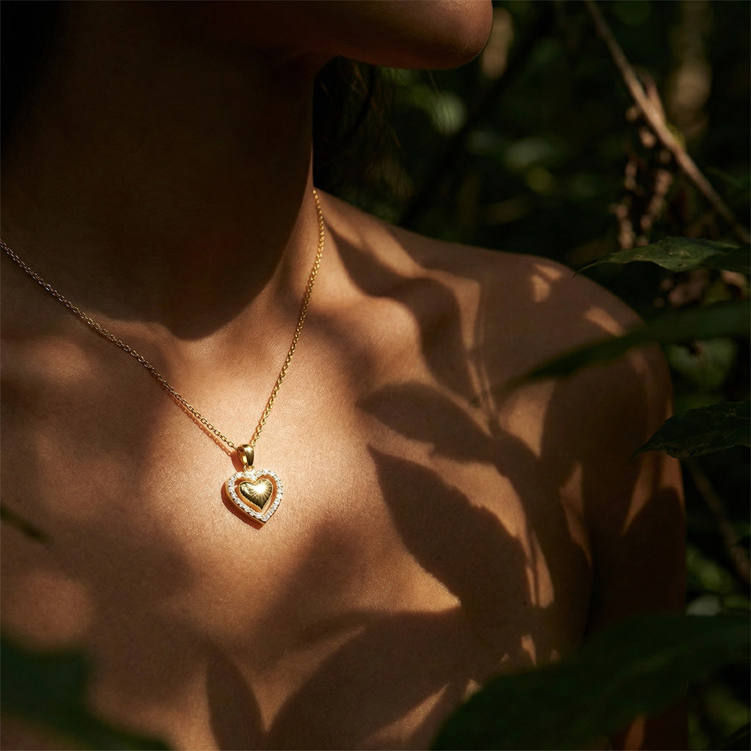 colar com zircônia feminino coração