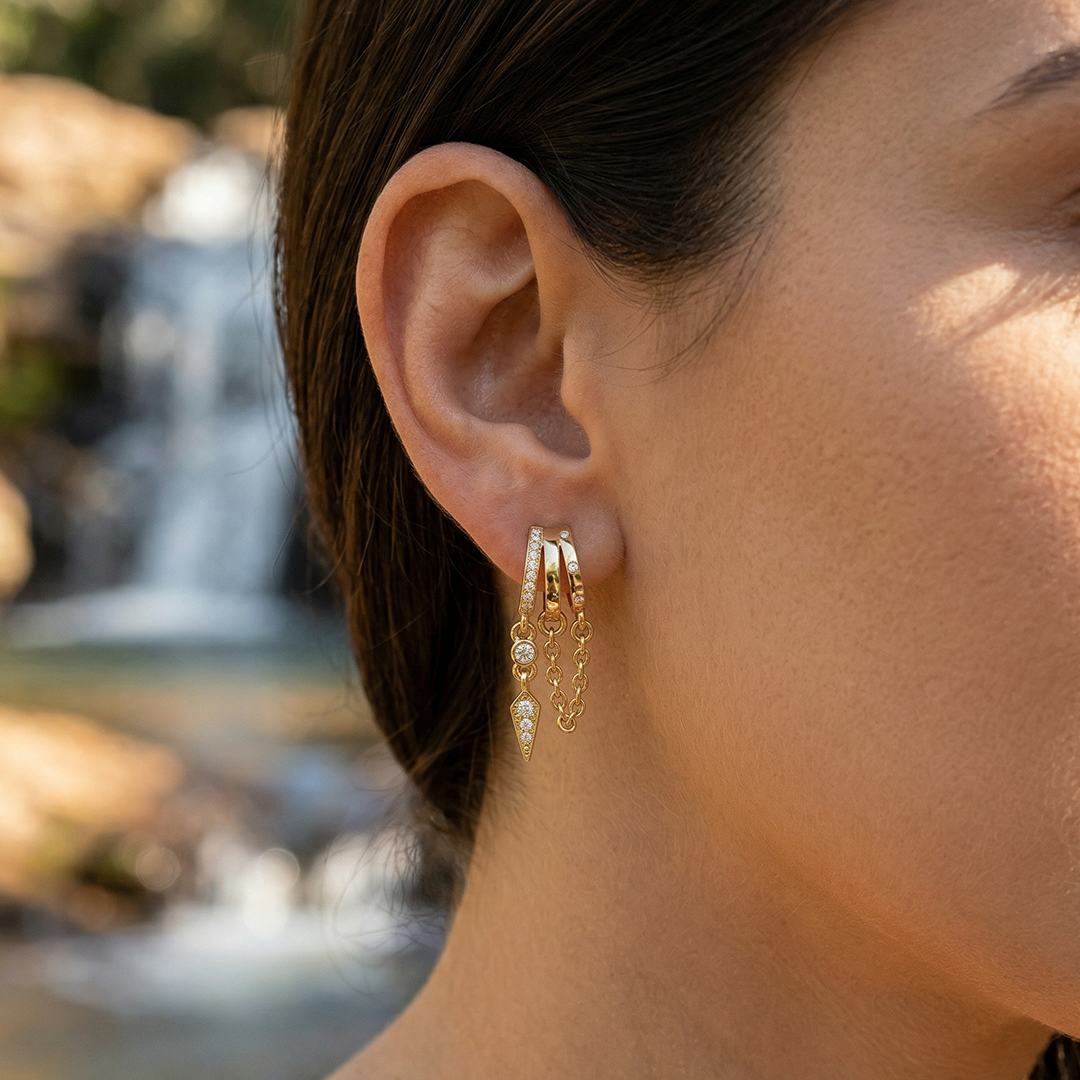 brinco pendente dourado feminino