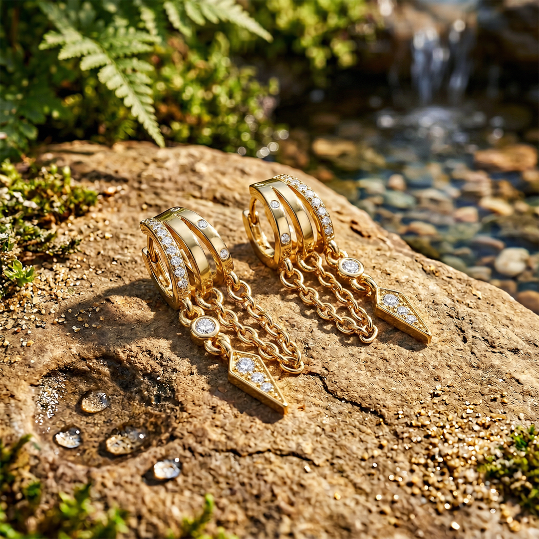 brinco pendente dourado