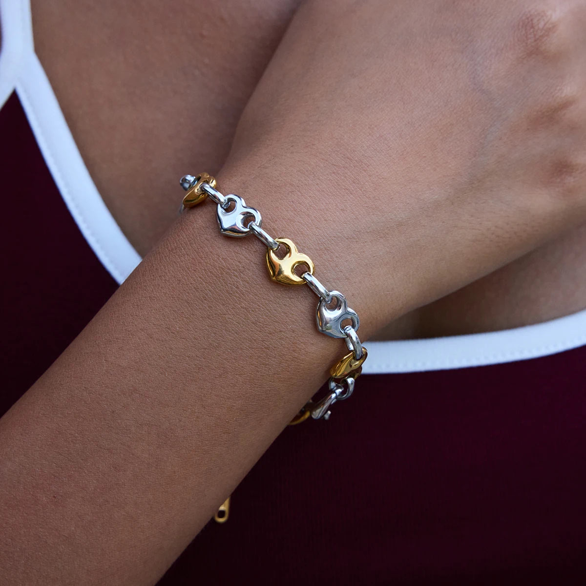 pulseira feminina ouro e prata