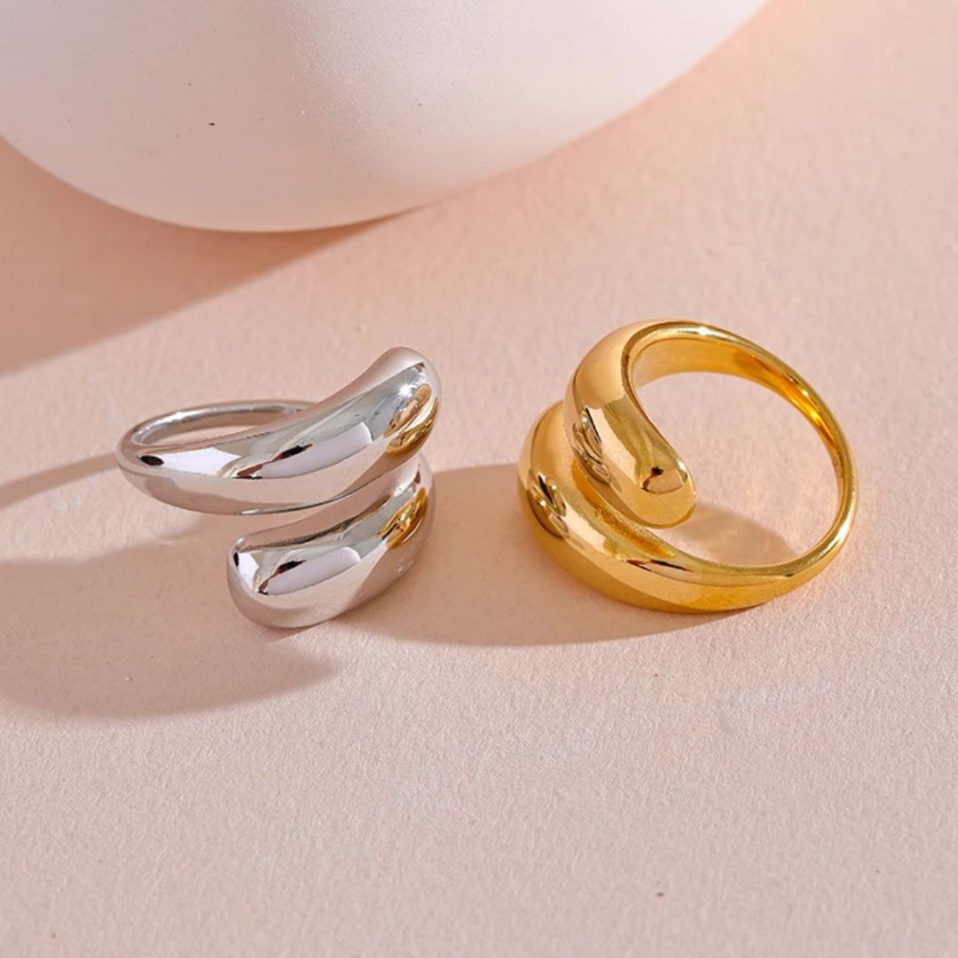 anel feminino ouro e prata