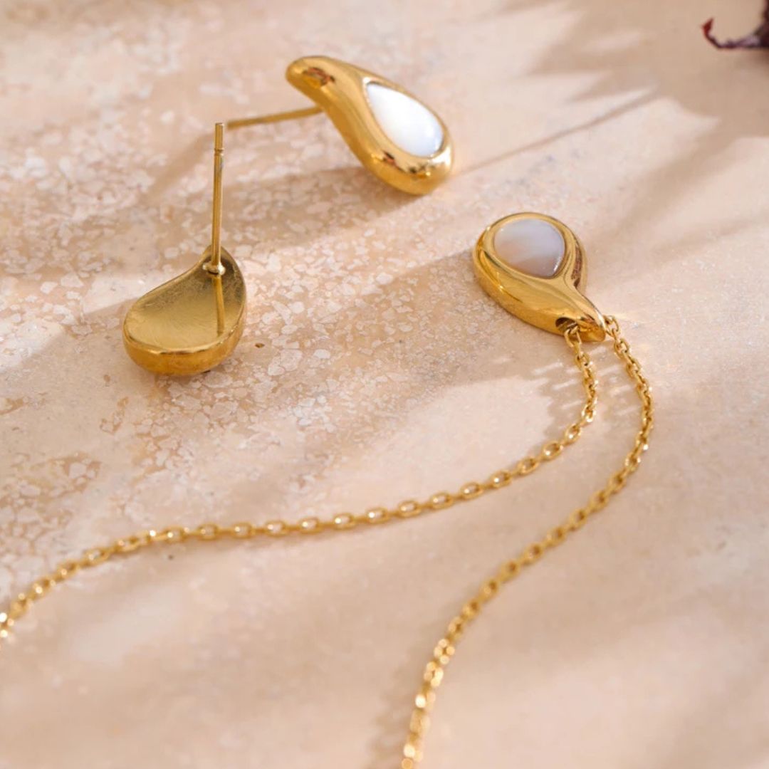 conjunto colar e brinco gota feminino