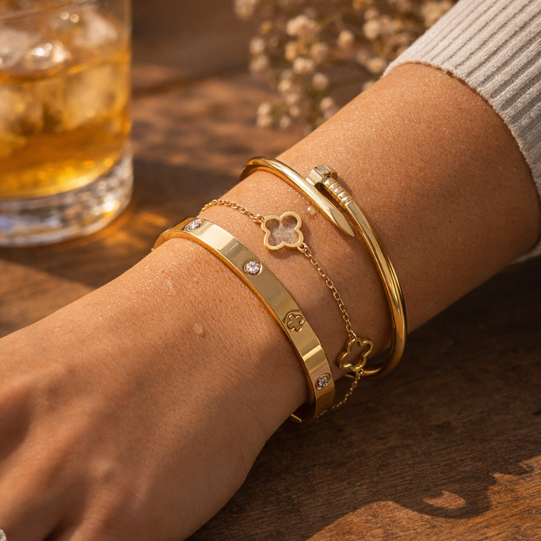 pulseiras femininas douradas