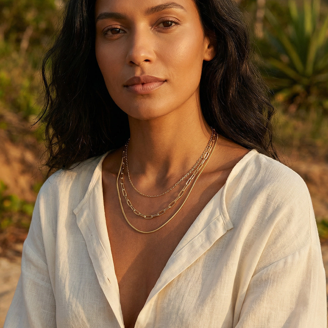 colar minimalista dourado feminino aço inoxidável