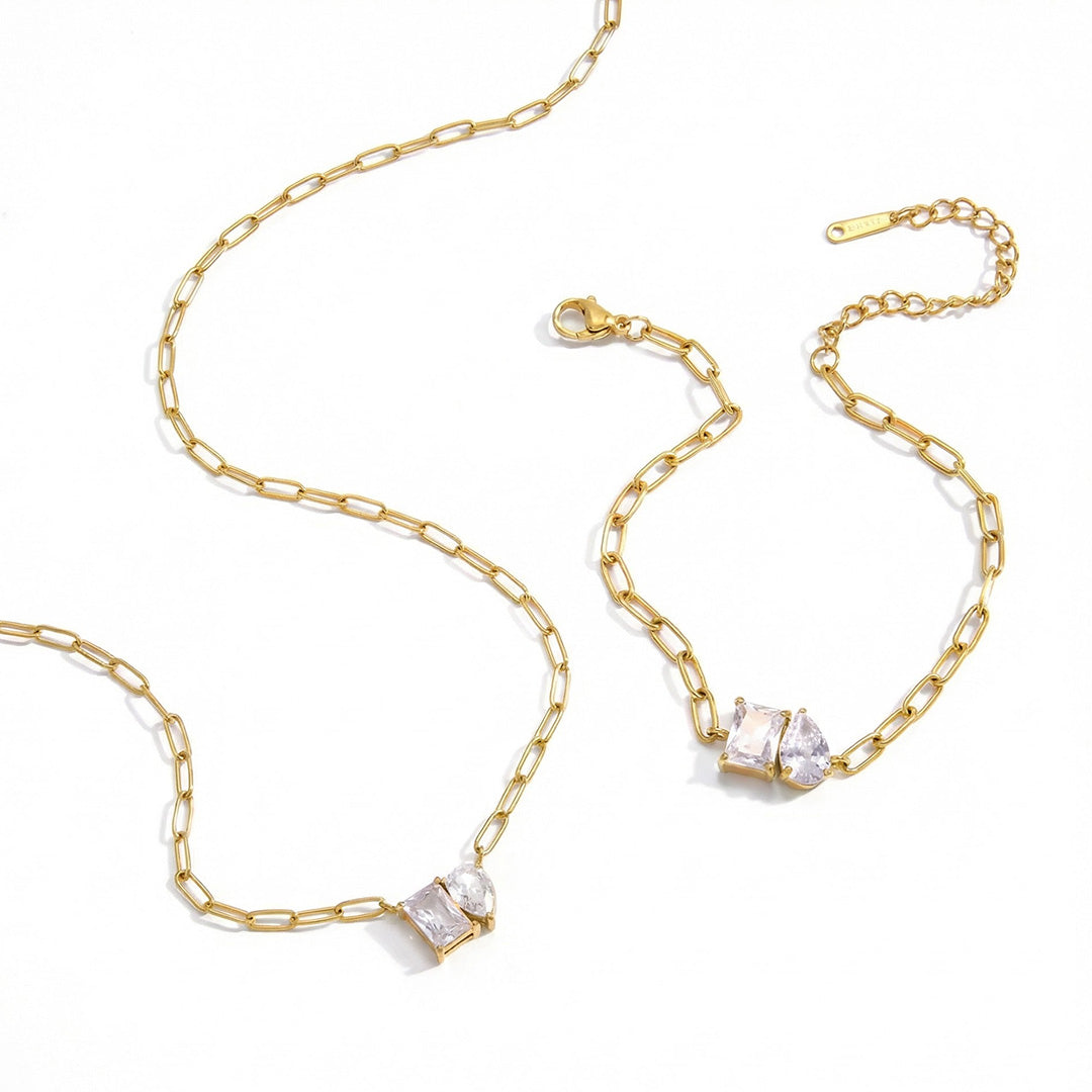 conjunto colar e pulseira dourado