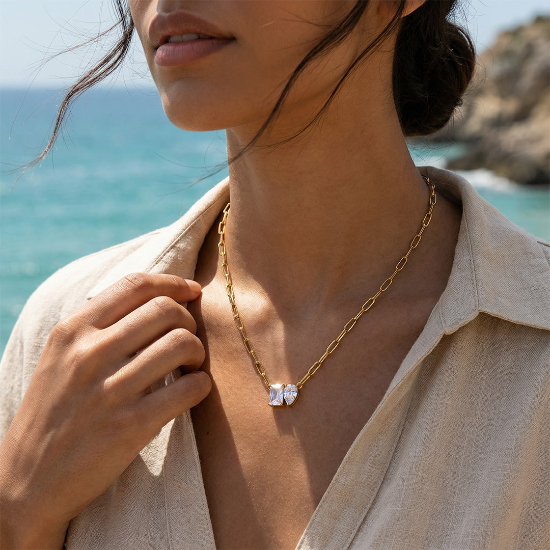 conjunto colar e pulseira dourado feminino