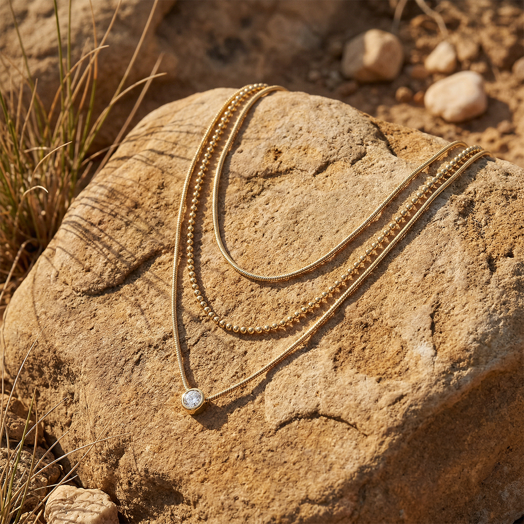 colar feminino dourado aço inoxidável