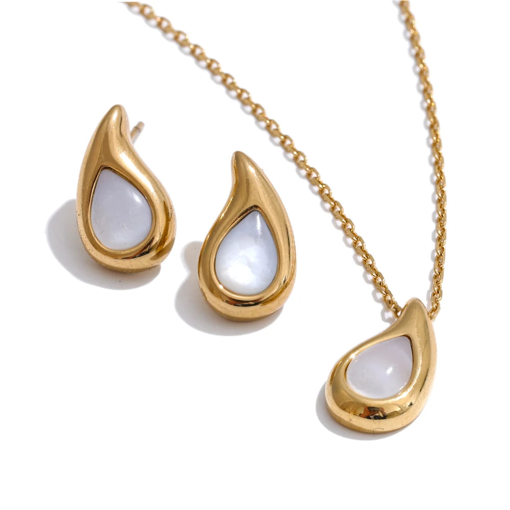 conjunto colar e brinco gota feminino